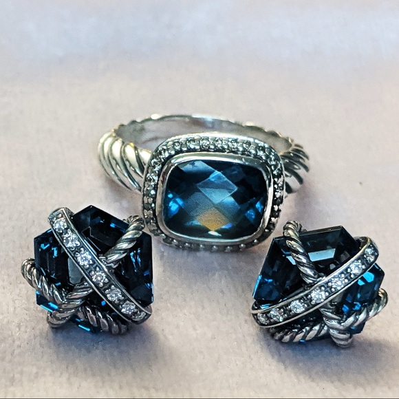 COPY - David Yurman Hampton Blue Topaz & Diamond Nobless Ring - Picture 9 of 10